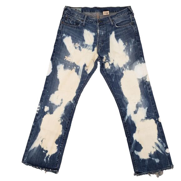 Vintage Abercrombie & Fitch Handcrafted Distressed Jeans Mens 34x32 Bleached y2k - Picture 1 of 9